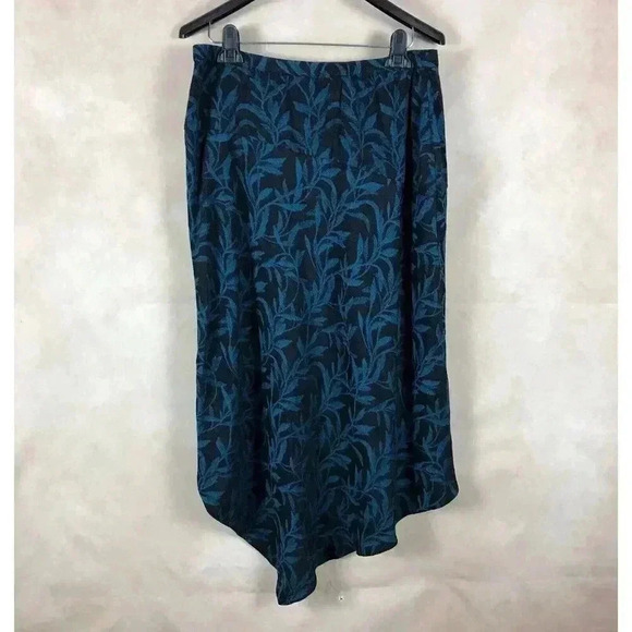 ALFANI Black/Teal Floral Asymmetrical Hem Midi Skirt NEW 14 - Picture 6 of 9